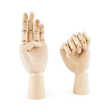 2 Pack 10 Inches Wood Art Mannequin Hand, Left and Right Wooden Manikin Hand,...