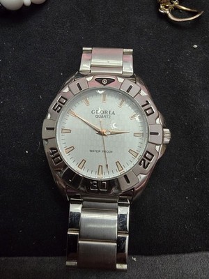Men Gloria Watch 0160 Big Face Silver Stainless Steel watch Water Proof