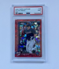 2025 Topps Chrome Sapphire Dylan Crews Red Refractor /5 Rookie Nationals PSA 9