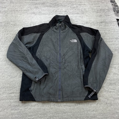 #ad North Face Fleece Jacket Small Black Gray Full Zip Hiker Trail Trekker Outdoors $35.77