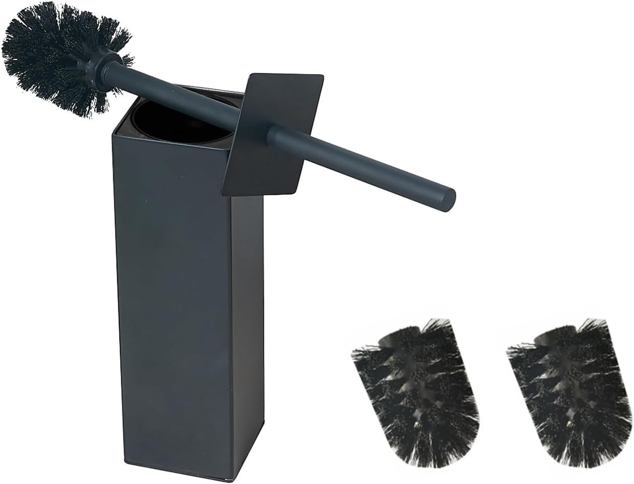 BGL Square Standing Toilet Brush Holder, Plated Stainless Steel Matte Black