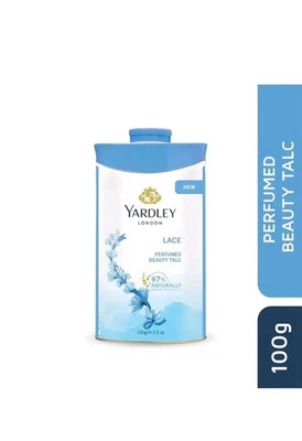 2X 100g YARDLEY LONDON LACE PERFUMED TALC POWDER 2 PACK X100g.