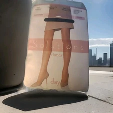 Hanes Solutions Silky Sheer Leg Non Control Top Custom Fit Brief Size XL Black 