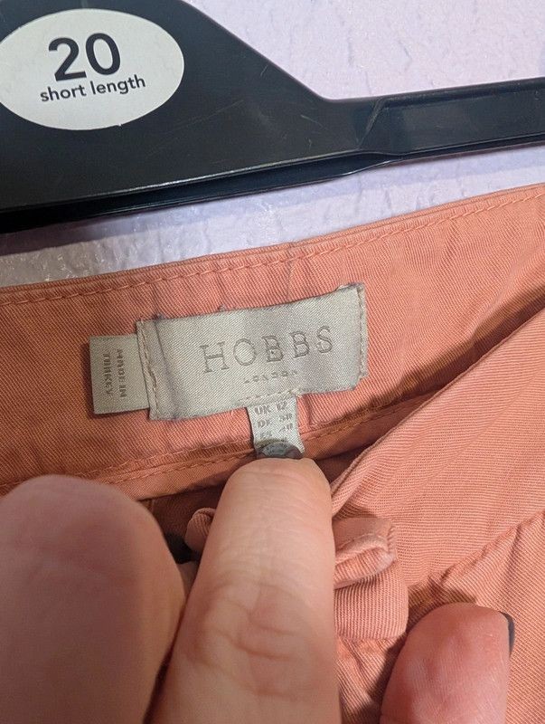 Hobbs London Peach Cropped Wide Leg Trousers UK 12 Smart Tailored image 3