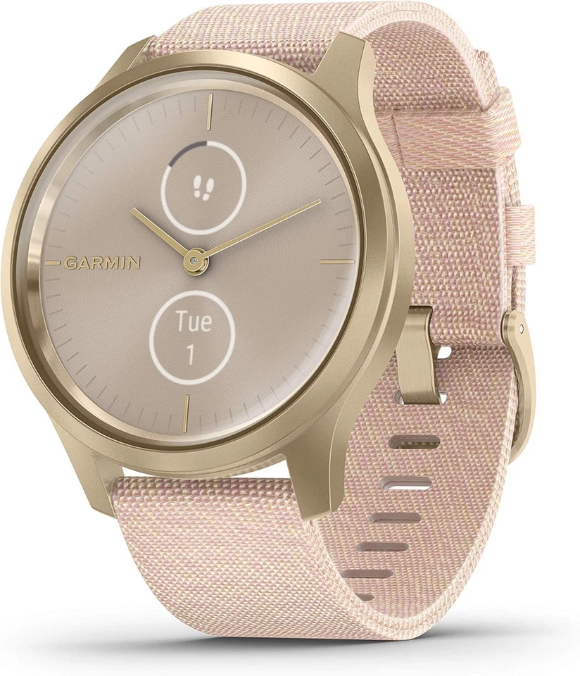 Garmin Vivomove Style GPS Watch Nylon Blush Pink/Light Gold Hybrid Smartwatch - Image 2 of 4