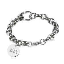Womens Chunky Coordinates Bracelet Stainless Steel GPS Personalised UK Adore