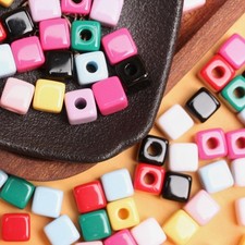 Acrylic 30pcs Candy color For Jewelry Making 10mm Square Shape Spacer Beads