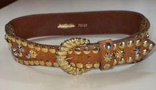 Doppia Vita Woman's Brown Leather Belt Star Studded Made In Italy 75/27 Vintage