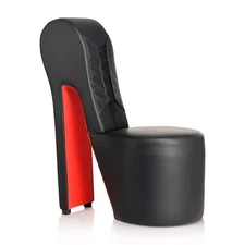 Master Series Red and Black Stiletto Throne Chair, Vegan Leather Decorative Seat