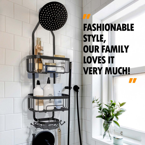 Hanging Shower Caddy Over Shower Head No Drilling Rustproof Shower Rack - Picture 4 of 12