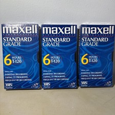 LOT OF 3-MAXWELL STANDARD GRADE T-120 6 HOUR VHS TAPES SEALED