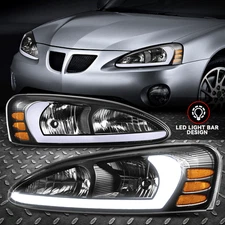 [3D LED DRL] For 04-08 Pontiac Grand Prix Black Housing Amber Corner Headlights