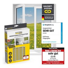 EASYmaxx Fliegengitter Fenster Insektenschutz Insektengitter Magnet 130x150 cm +
