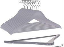 Wooden Hangers Slightly Curved Solid Wood Coat Hangers Gray 10 PCS Heavy Duty