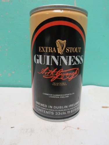 Guinness Extra Stout 33 cls. Empty Steel Beer Can Dublin Ireland Pull Tab Sealed