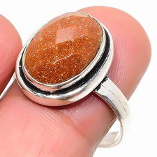 Red Sunstone Gemstone 925 Sterling Silver Ring Size 9 q273