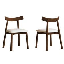Set of 2 Modern Dining Chairs in Walnut Finish, Ergonomic Armless Kitchen