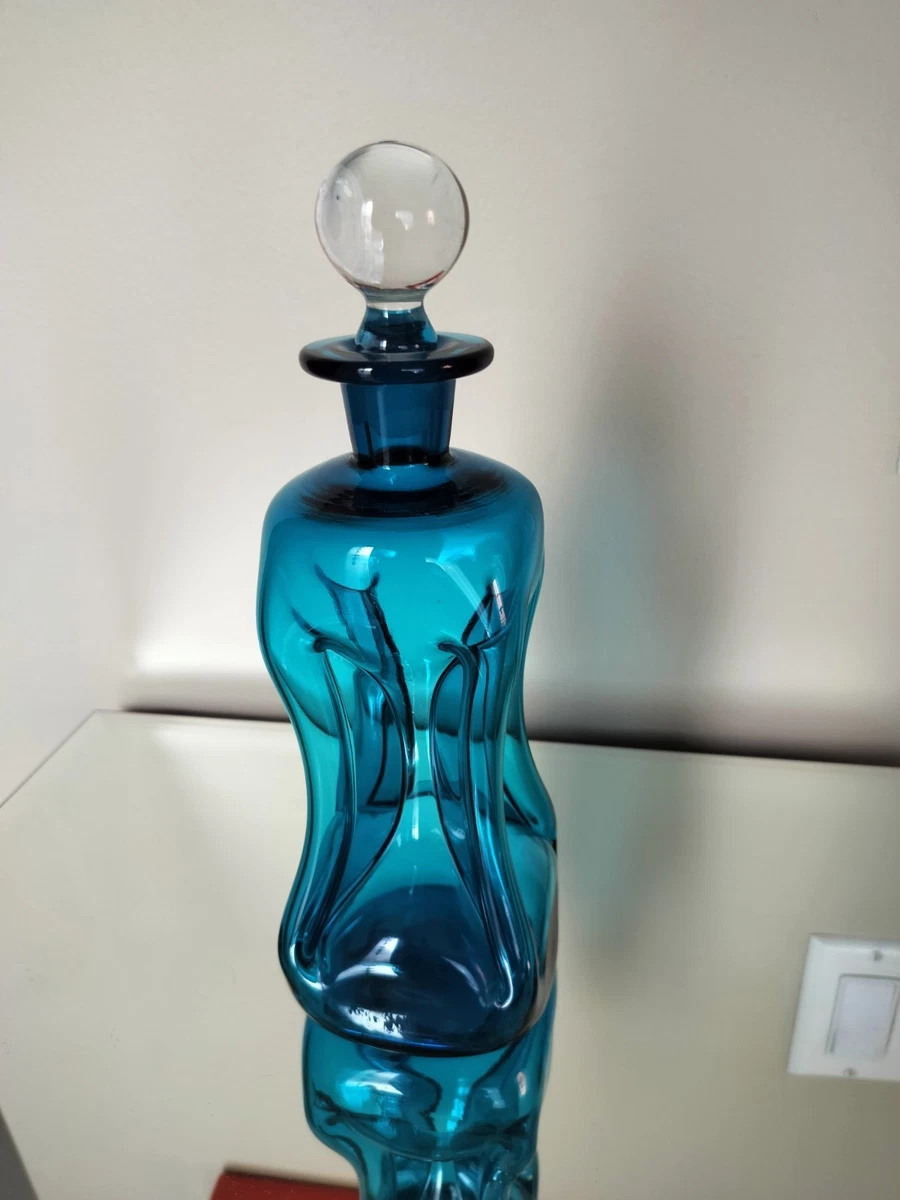 Glass Blue Collectible Decorative Bottles 1950-1959 Time Period
