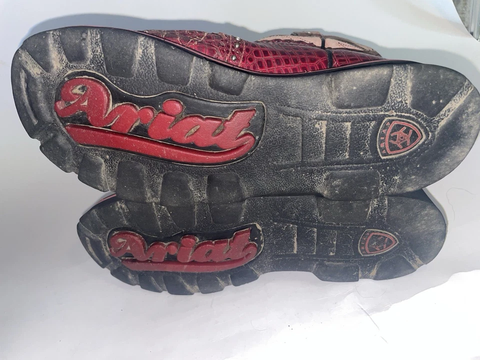 Ariat Fat Baby Boots Womens 8.5 B Red Alligator Print Cowgirl Western 14709 Y2K - Image 4 of 4