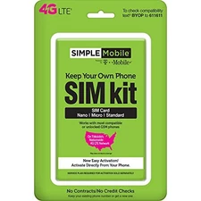 Simple Mobile Keep Your Own Phone 3-in-1 Prepaid SIM Kit 