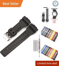 Comfortable 16mm Black Resin Strap for G-Shock GA-100/GA-110 - Hypoallergenic