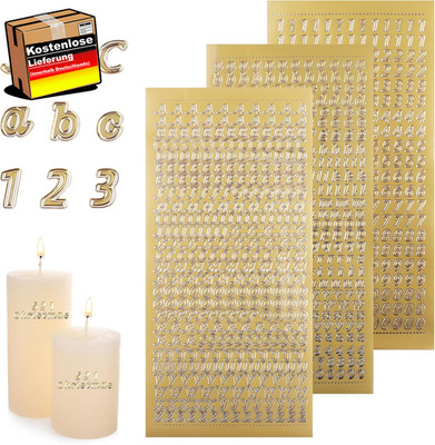Wachsbuchstaben Set für Kerzendekoration | Gold, selbstklebend, verschiedene Mot