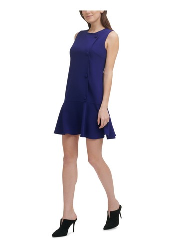 DKNY Womens Stretch Sleeveless Round Neck Short Wear To Work Drop Waist Dress - Picture 3 of 23