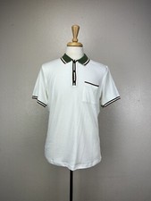 Alfani Men  s Fashion Polo Shirt Short Sleeve Stretch Size M Cream Brown Green