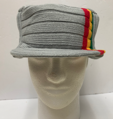 Sky Blue Visor Beanie Square Rib Knitted Flat Top Ski Castro