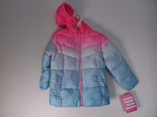 Pink Platinum Girls Puffer Coat Blue/Pink With Butterfly Pattern Size 4 NWT