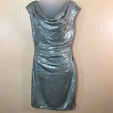 Vince Camuto Silver Cowl Neck Sheeth Dress Women 6 NEW Cocktail NYE