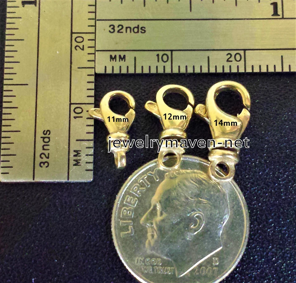 Cierre de gatillo giratorio de langosta 12 mm 14 k pequeño oro rosa macizo Italia Foto 3 de 4