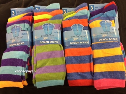 12 Pairs Ladies Women Colored Design Summer Soft Cotton Blend Socks (Size 4-7) - Picture 22 of 57