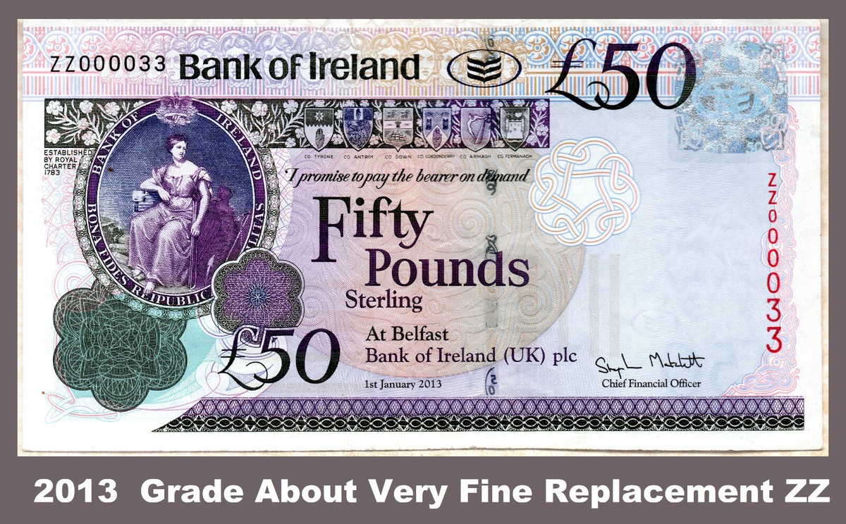 VERY SCARCE Bank of Ireland £50 pound banknotes Belfast 2013 also