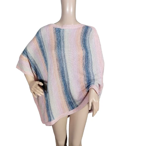 Moth by Anthropologie Sweater Womens Size XS/S Asymmetrical Poncho Wrap Striped