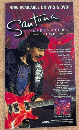 SANTANA-SUPERNATURAL LIVE 6X11 PROMO LAMINATED MINI POSTER 2000 ARISTA REC RARE! - Picture 1 of 2