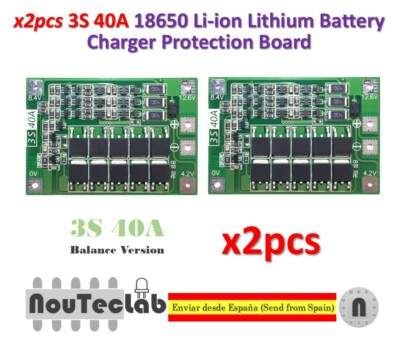 2pcs 3S 40A 11.1V 12.6V 18650 Lithium Battery Protection Board with Balance BMS