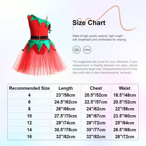 Kids Girls Dress Breathable Leotard Ballet Costume Gymnastics With Belt Xmas - Picture 6 of 33