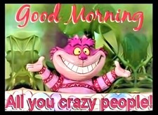 Good Morning All You Crazy People! Cheshire Cat Alice In Wonderland MAGNET