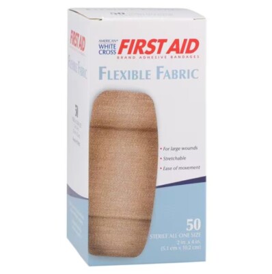 2'' X 4'' Fabric Adhesive Extra Large Flexible Band Aid Bandages 50 Per Box