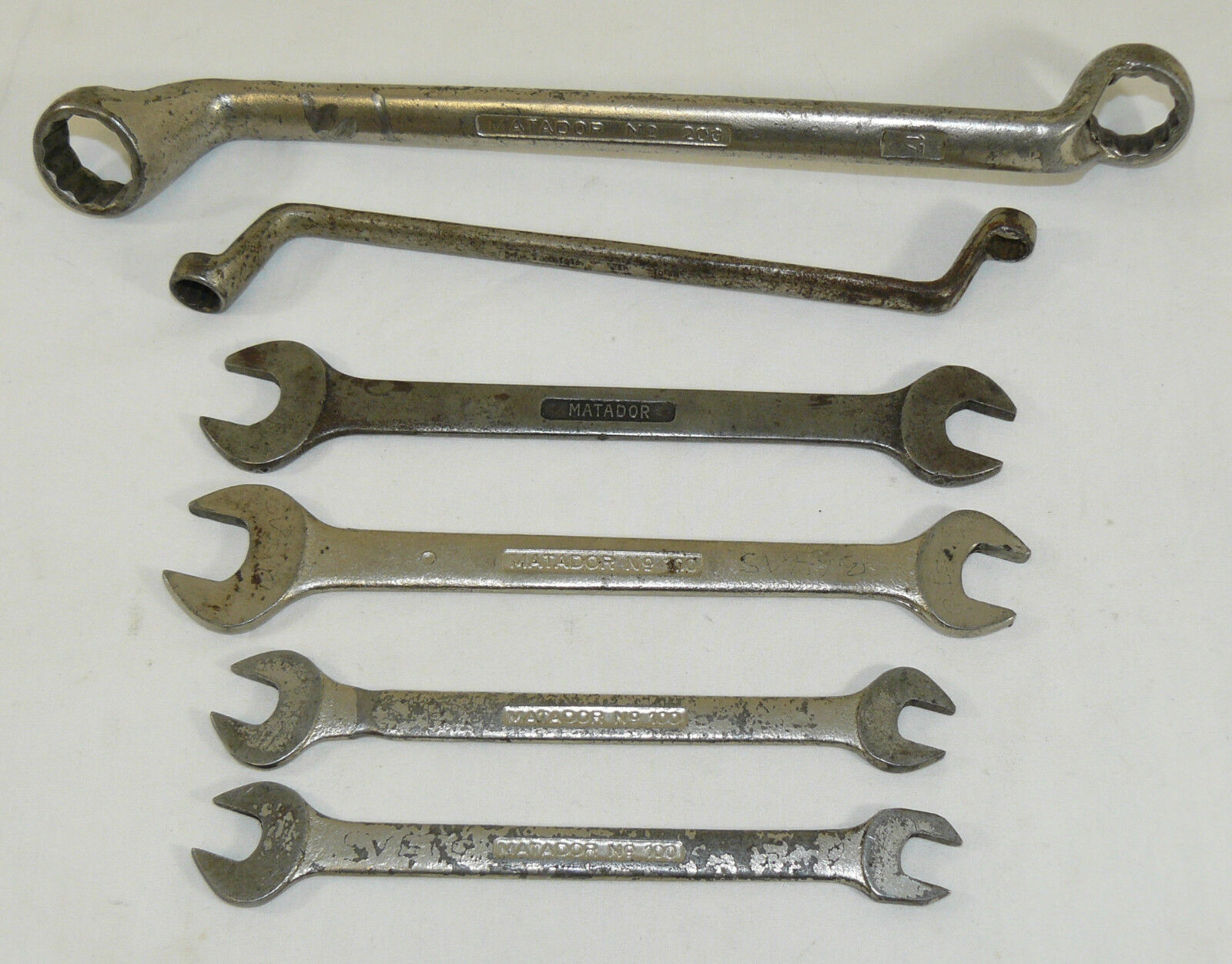 6 Vintage Metric Mechanics Wrenches Matador Tools Open End Box Wrenches Germany 