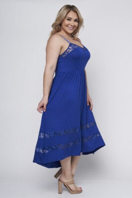 midi royal blue plus size dress Idia Plus Size Evening Gown In Royal Blue