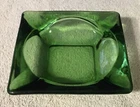 Vintage Anchor Hocking Emerald Green Ashtray MCM 4 5/8" Square VGUC