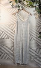 MNG Women's Crotchet Midi Dress White Button Up Sleeveless Size Medium READ