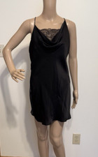 New ZARA Black Satin Strap Camisole Slip Dress Low Drop Back Small S FAST SHIP