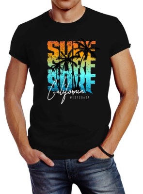 Men's Summer Surf California Palm Trees Slim Fit Neverless  T-Shirt