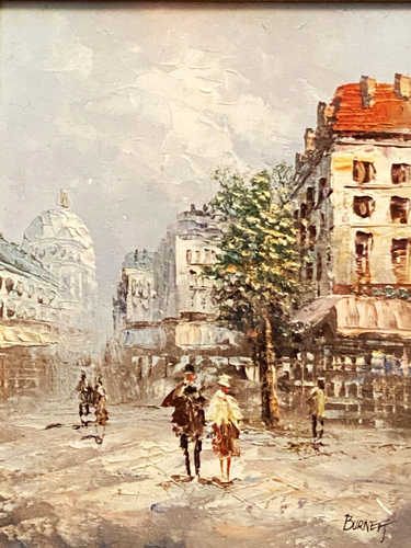 VTG Original Oil / Board Parisian Street Scene, Signed Burnett, Framed! - Picture 2 of 12