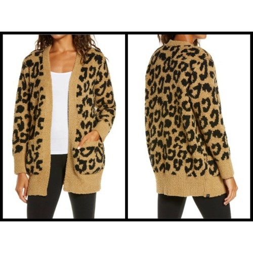 CozyChic Leopard Print Cardigan Camel 