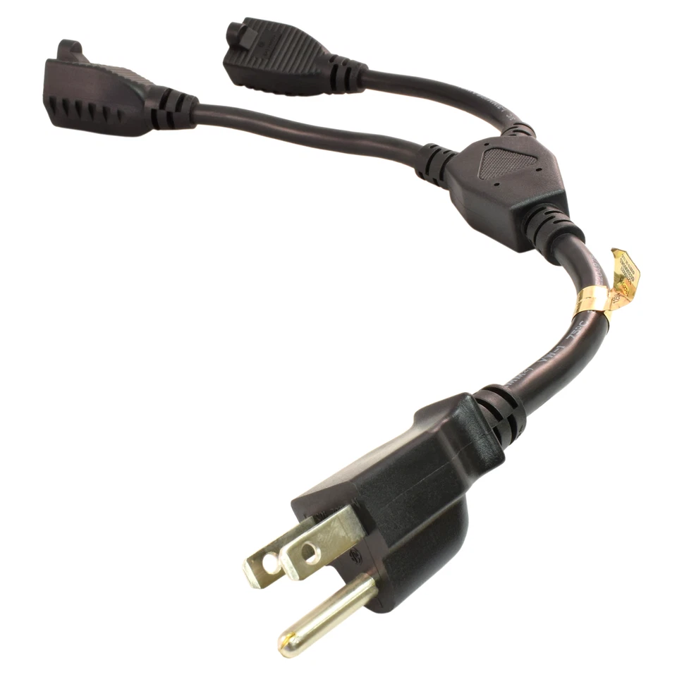 1/2/4 Outlet Power Cord Y-Splitter Cable (1)NEMA 5-15P to (2)NEMA 5-15R 16AWG/3C - Image 3 of 4