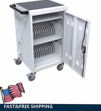 Mobile Charging Cart and Cabinet Storage for Tablets Laptops 32-Device Computers